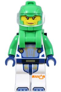 Astronaut - Female, White Spacesuit with Bright Green Arms, Bright Green Helmet, Bright Green Backpack with Solar Panel and Clip cty1726