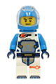 Male astronaut in a white spacesuit with dark azure arms, helmet, backpack, and stubble - cty1729