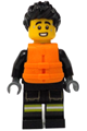 Fire - Male, Black Jacket and Legs with Reflective Stripes, Black Spiked Hair, Orange Life Jacket - cty1733