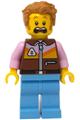 Male camper with a reddish brown jacket, medium blue legs, and medium nougat tousled hair - cty1734
