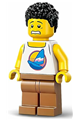 Male barbequer with a white tank top featuring a dark azure sailboat, medium nougat legs, and black short coiled hair - cty1735