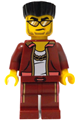 Male police city bandit crook with dark red jacket and legs, black flat top hair - cty1738