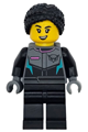 Race Car Driver - Female, Racing Suit with Hawk Head Logo, Black Legs, Black Braided Hair with Knot Bun - cty1742