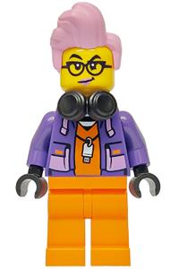 Police - City Jail Prisoner Female, Orange Prison Jumpsuit, Dark Purple Jacket, Black Headphones, Bright Pink Hair, Black Glasses cty1749