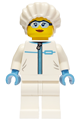Female city forensic detective police minifigure in a white safety jumpsuit with safety glasses - cty1750