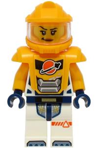Astronaut - Female, White Spacesuit with Bright Light Orange Arms, Bright Light Orange Helmet, Bright Light Orange Armor with Ingot cty1754