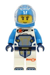 Astronaut Male Minifigure - Male astronaut in a white spacesuit with dark azure arms and a dark azure helmet - cty1758