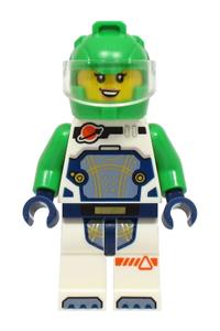 Astronaut Female Minifigure - Female astronaut in a white spacesuit with bright green arms and a matching helmet - cty1759