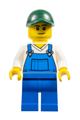 Farmer - Male, Blue Overalls over V-Neck Shirt, Blue Legs, Dark Green Cap, Stubble - cty1761