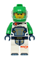 Male astronaut in a white spacesuit with bright green arms, wearing a bright green helmet with a trans-clear visor - cty1763