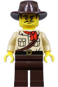 Jungle Explorer Minifigure - Male jungle explorer wearing a tan shirt, dark brown legs, and a fedora - cty1765