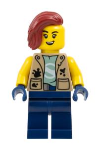 City Jungle Explorer Female - Female city jungle explorer with dark tan vest, dark blue legs, and dark red hair - cty1777
