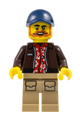 Jungle pilot in a dark brown jacket over a red shirt, with dark tan legs and a dark blue cap - cty1778