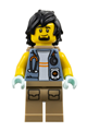 Jungle explorer with a sand blue jacket, stethoscope, black hair, and a backpack, wearing dark tan legs - cty1780