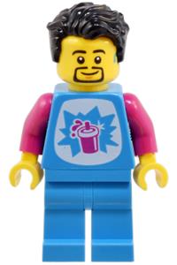 Robot World Slushy Vendor - Male robot world slushy vendor with dark azure shirt and legs, wearing black hair - cty1804