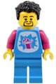 Male robot world slushy vendor with dark azure shirt and legs, wearing black hair - cty1804
