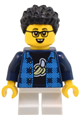 Boy with black hair, wearing flannel vest over shirt with banana, and white short legs - cty1806