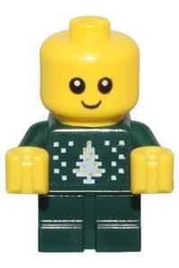 Baby in Holiday Sweater Minifigure - Baby minifigure wearing a dark green holiday sweater - cty1823