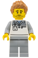 Male Formula 1 mechanic with light bluish gray and white polo shirt, light bluish gray legs, medium nougat spiked hair, and stubble - cty1836