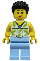 Tourist - Female, White Sleeveless Top with Lime Palm Leaves, Bright Light Blue Legs, Black Hair - cty1954
