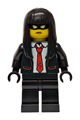 Female city bandit crook with black long hair, wearing a black tuxedo with a red tie and black legs - cty1987