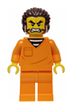 Male city jail prisoner with dark brown hair and sideburns wearing an orange prison jumpsuit - cty1991