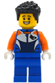Male bike racer wearing a racing suit with a shark head logo, blue legs, and short black hair - cty1996