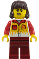 Female pizza delivery driver with dark brown mid-length hair and dark red legs - cty2016