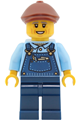 Train Driver - Male, Bright Light Blue Shirt, Dark Blue Overalls and Legs, Reddish Brown Flat Cap - cty2027