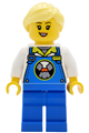 Female Lava Land Worker with blue overalls and legs and bright light yellow hair - cty2029