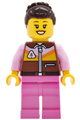 Female Lava Land Patron with dark brown hair wearing a reddish brown jacket and dark pink legs - cty2032