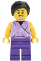 Female Lava Land Patron with black hair, wearing a lavender sleeveless top and dark purple legs - cty2035