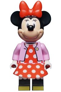 Minnie Mouse Minifigure - Minnie Mouse with a bright pink jacket and a red polka dot dress - dis074