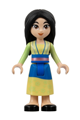 Mulan - yellowish green and bright light yellow robe, black shoes, small grin - dis124