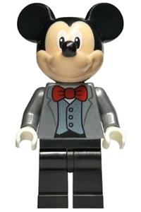 Mickey Mouse Minifigure - Mickey Mouse wearing a flat silver tuxedo jacket with a red bow tie - dis131