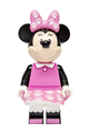 Minnie Mouse wearing a dark pink top, dress, and bow with paw prints - dis186