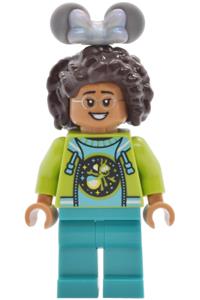 Main Street, U.S.A. Park Guest - Main Street U.S.A. park guest in medium azure sweater with ant, lime hoodie with dark pink water lily on back, dark turquoise legs - dis205