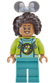Main Street U.S.A. park guest in medium azure sweater with ant, lime hoodie with dark pink water lily on back, dark turquoise legs - dis205