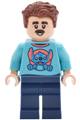 Male Main Street, U.S.A. park guest with medium azure Stitch shirt with surfboard on back and dark blue legs - dis210