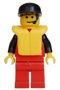 Diver Contol Minifigure - Diver wearing black cap and life jacket, with red legs and control 1 - div007