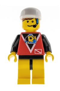 Diver Contol Minifigure - Diver with control 1 wearing yellow legs with black hips and a white cap - div008