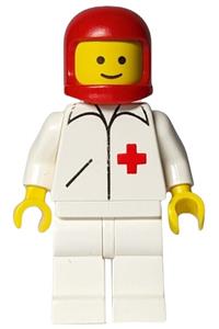 Red Cross Doctor Minifigure - Doctor with white legs wearing a red classic helmet and a straight line attire - doc011