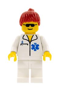 Doctor - EMT Star of Life, White Legs, Red Ponytail Hair doc015