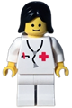 Female doctor with black hair reissue, wearing a stethoscope and white legs - doc016new