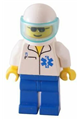EMT doctor wearing a white helmet with a Trans-Light Blue visor, blue legs, and EMT Star of Life emblem - doc017