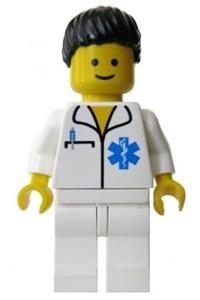 Doctor - EMT Star of Life, White Legs, Black Ponytail Hair doc019