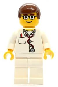 Doctor - Lab Coat Stethoscope and Thermometer, White Legs, Reddish Brown Male Hair, Glasses doc021