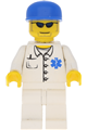 Doctor - EMT Star of Life Button Shirt, White Legs, Blue Cap, Goatee - doc023