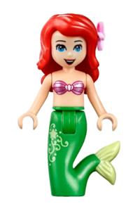 Ariel Mermaid - Mermaid Ariel with a pink top, flower in hair, and open mouth smile - dp057
