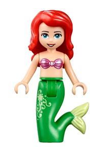 Ariel Mermaid - Pink Top, Flower in Hair, Open Mouth Smile with Stars on Tail Front dp063